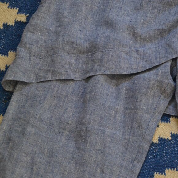 Bryn Walker Asymmetric Wrap Skirt 100% Linen Crop Pant SMALL Blue Chambray USA - Picture 4 of 7